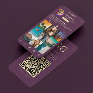 Modern Photographer Luxury Purple Instagram Grid  Business Card