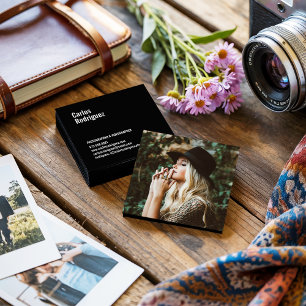 Modern photographer photo simple black and white square business card