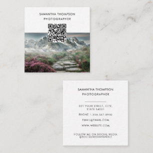 Modern Photographer QR Code Photo Minimal Square Business Card