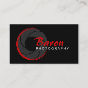Modern Photographer Red Business Card