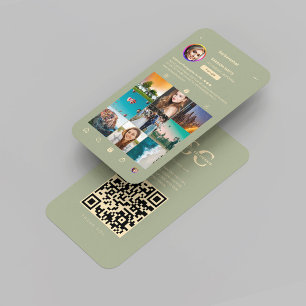 Modern Photographer Sage Green Instagram Grid  Business Card