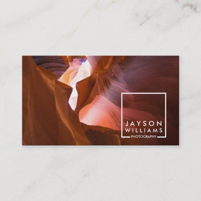 Modern Photographer Square Logo with Your Image Business Card (Front)