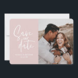 Modern photographic floral wedding save the date<br><div class="desc">Modern photographic floral photo wedding save the date. In purples,  pinks,  browns and green. Modern take on rustic wedding with script handwriting.</div>