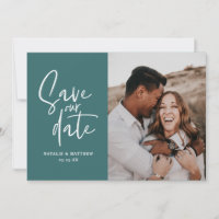 Modern photographic floral wedding save the date