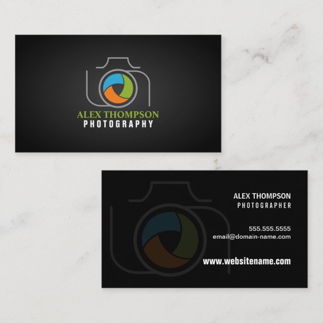 Modern Photography Camera Colour Shutter Business Card (Front/Back)