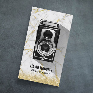Modern Photography Gold Marble Photographer Camera Business Card