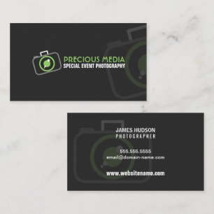 Modern Photography Green White Grey Business Card