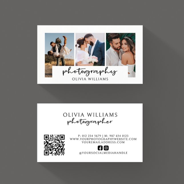Modern Photography Photo Collage QR Code Business Card (Creator Uploaded)