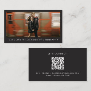 Modern Photography Professional Photo Black QR Business Card