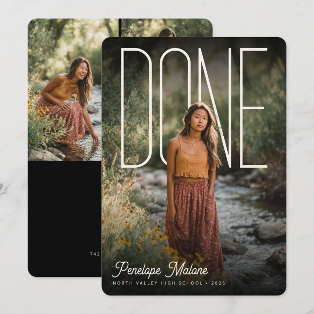 Modern Photopop DONE Graduation Party Invitation (Front/Back)