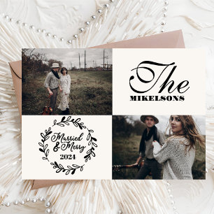 Modern Photos Married and Merry Holiday Card