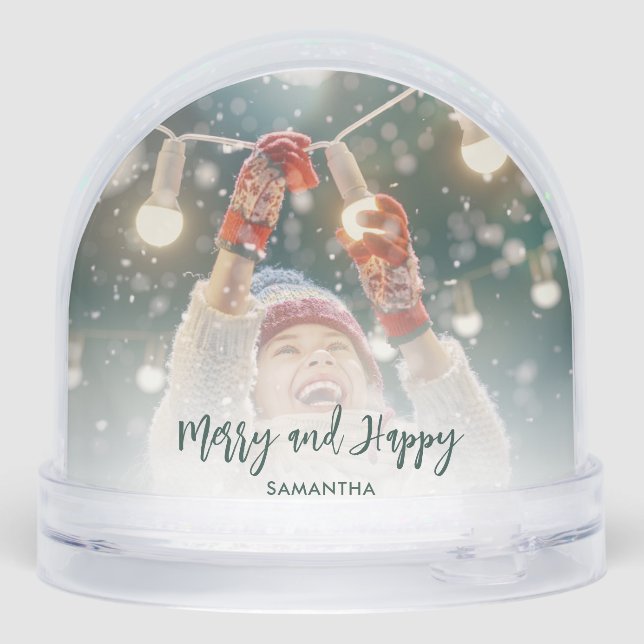 Modern Photos Script Christmas Holidays Custom Snowglobe (Back)