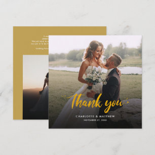 Modern Photos Script Wedding Thank You Card