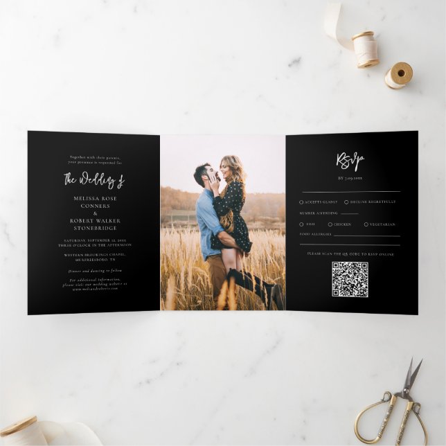 Modern Photos Wedding All in One Tri-Fold Invitation (Inside)