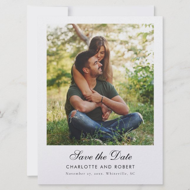 Modern Phots QR Code Wedding Save the Date (Front)