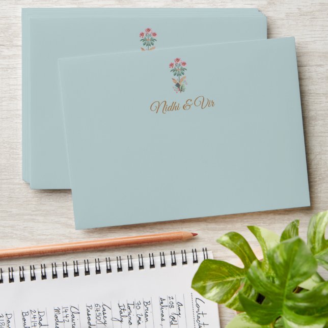 Modern Pichwai Indian wedding invitation Envelope (Stacked)