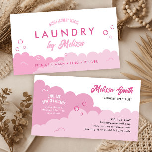 Modern Pick-Up Laundry Service Blush Pink Business Card