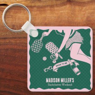 Modern Pickleball & Prosecco Bachelorette Weekend Key Ring