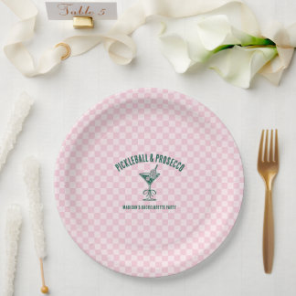 Modern Pickleball & Prosecco Bachelorette Weekend Paper Plate