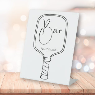 Modern Pickleball & Prosecco Bridal Shower Bar Pedestal Sign