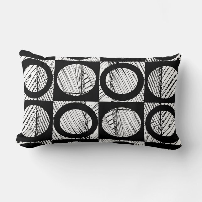 modern pillow abstract bold black and white art (Front)