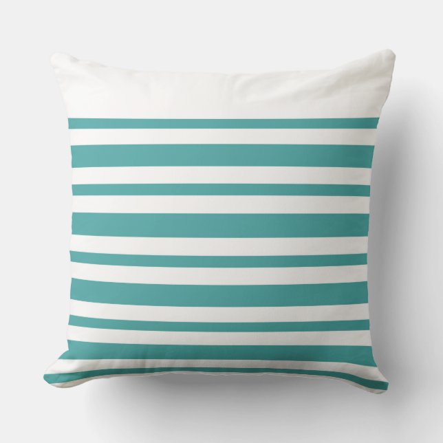 Modern Pillow Teal Stripe CH9 by marlodeedesigns (Front)