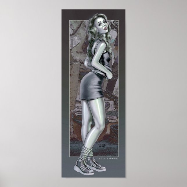 Modern Pin-Up Girl Illustration Poster (Front)