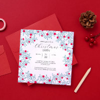Modern Pine Branch and Red Berry Christmas Pattern