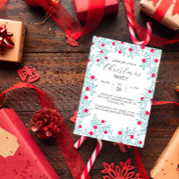 Modern Pine Branch and Red Berry Christmas Pattern