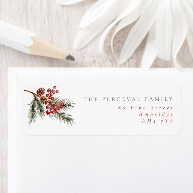 Modern Pine Branch Family Return Address (Insitu)