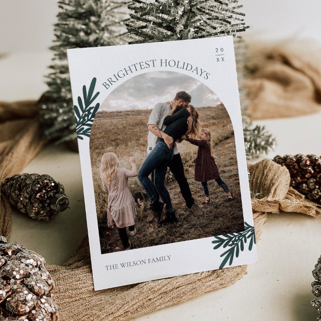 Modern Pine Christmas Photo Holiday Card (Creator Uploaded)