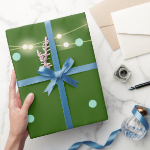 Modern Pine Green Neon Glowing Wrapping Paper