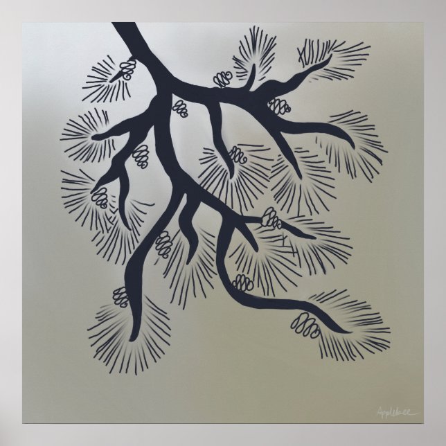 Modern pine tree and pine cones canvas print (Front)