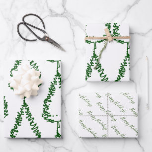 Modern Pine Tree Holiday Wrapping Paper Sheet