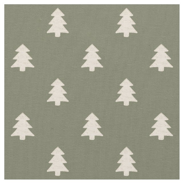 Modern Pine Trees Neutral Boho Farmhouse Winter Fabric (Close Up)