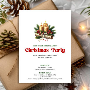 Modern Pine Wreath Candles Holiday Invitation Card