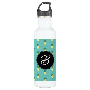 Modern Pineapple Illustration Circular Monogram 710 Ml Water Bottle