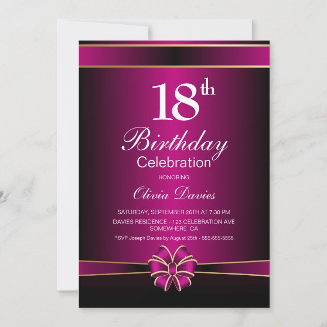 Modern Pink 18th Birthday Celebration Invitation (Front)