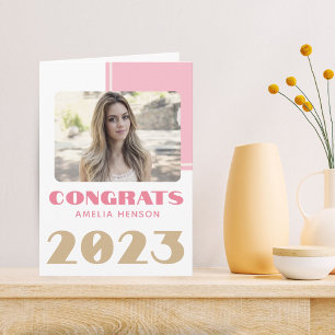 Modern Pink 2023 Congrats Graduate Photo  Card