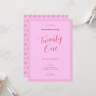 Modern Pink 21st Invitation
