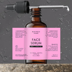 Modern Pink 2 OZ Dropper Bottle Waterproof Label