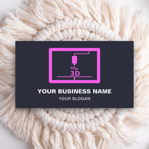 Modern Pink 3D Printer Business Card