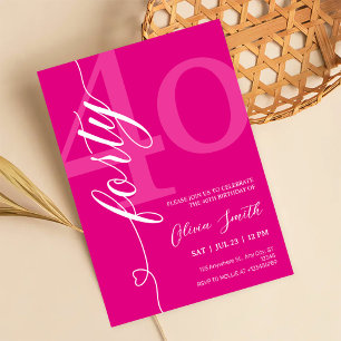 Modern Pink 40th Birthday Party Invitation