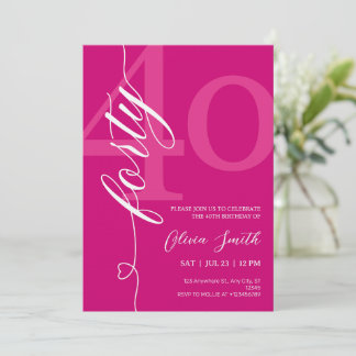 Modern Pink 40th Birthday Party Invitation