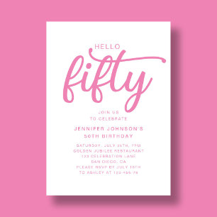 Modern Pink 50th Birthday Invitation