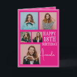 Modern Pink 5 Photo Collage 18th Birthday Card<br><div class="desc">Celebrate a milestone birthday with a modern and elegant five-photo collage. This design captures cherished memories and adds a personal touch to an 18th birthday celebration,  making it a keepsake to treasure.</div>