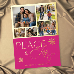 Modern Pink 5 Photo Collage Peace & Joy