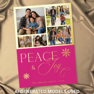 Modern Pink 5 Photo Collage Peace & Joy