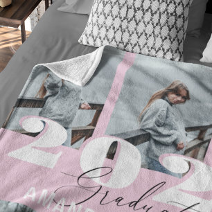 Modern Pink 6 Photo Graduation Fleece Blanket