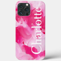 Modern Pink Abstract Brushstroke Personalised Name